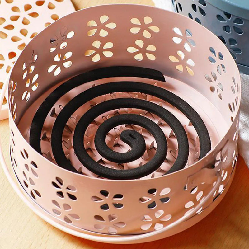 Portable Stainless Steel Round Rack Plate Modern Spiral Cover Mosquito Coil Holder Tray Incense Insect Repellen Candle Holder