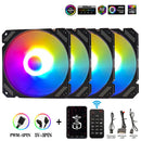 Wovibo PC Computer Cooling Case Radiator, Fan Cooler, RGB, ARGB, PWM, 4Pin, 5V, 3Pin, 120mm, Branco, Preto, 12cm