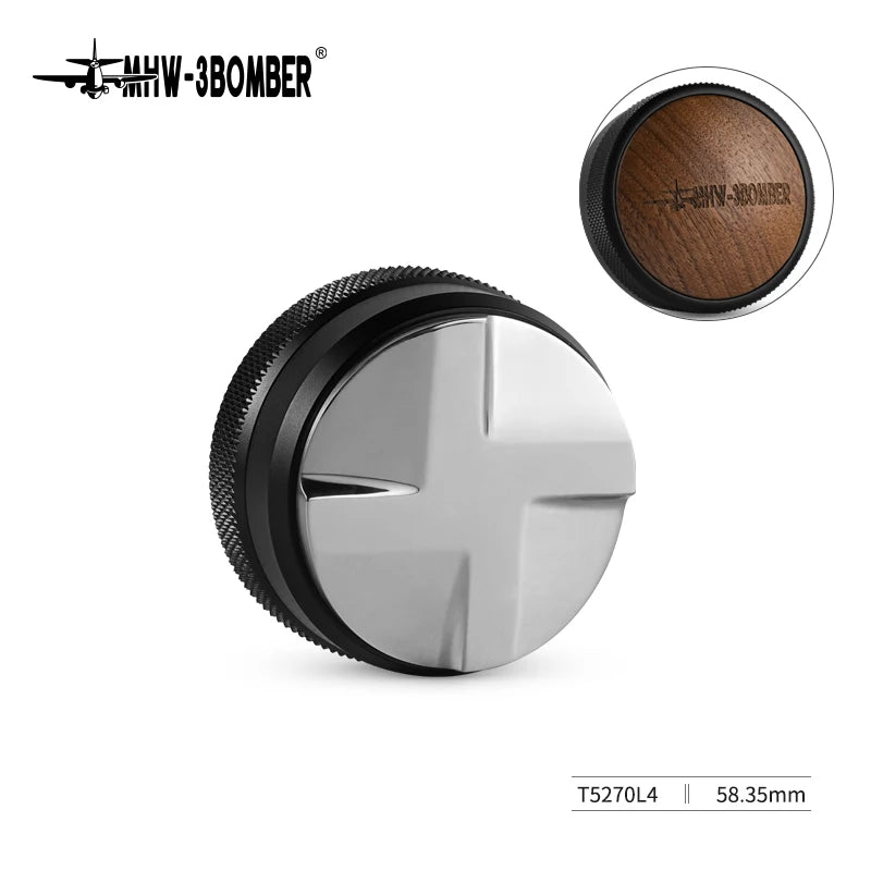 MHW-3BOMBER 51/53/58mm Espresso Tamper and Coffee Distributor with Tamping Mat and Cleaning Brush Set Professional Leveler Tools