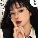 Oversized Japanese Harajuku Glasses Gold Silver Black Metal Square Glasses Vision Care Anti-blue Eyeglasses Frame Women Men