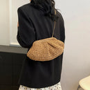 Straw Dumpling Clutch Bag Woven Straw Tote Clutch Purse For Women Summer Beach Bag Wicker Clutch Straw Purses For Women