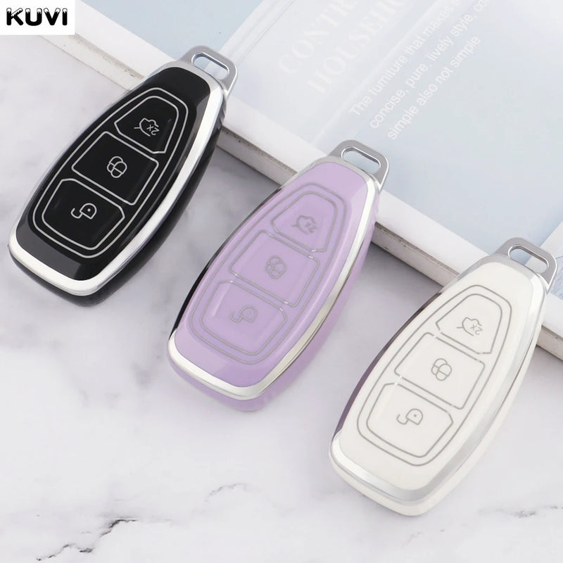 New TPU Car Smart Key Case Cover Shell For Ford Focus 3 4 ST Mondeo MK3 MK4 Fiesta Fusion Kuga Ecosport Protect Fob Accessories