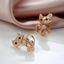 SYOUJYO Fashion Retro Cute Kitten Earrings For Women 585 Rose Golden Natural Zircon Micro Wax Inlaid Daily Party Fine Jewelry
