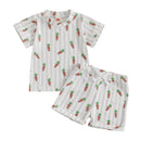 0-3Years Baby Boys Easter Outfits Carrot Stripe Print Short Sleeves T-Shirt and Elastic Shorts 2 Piece Sets for Boys