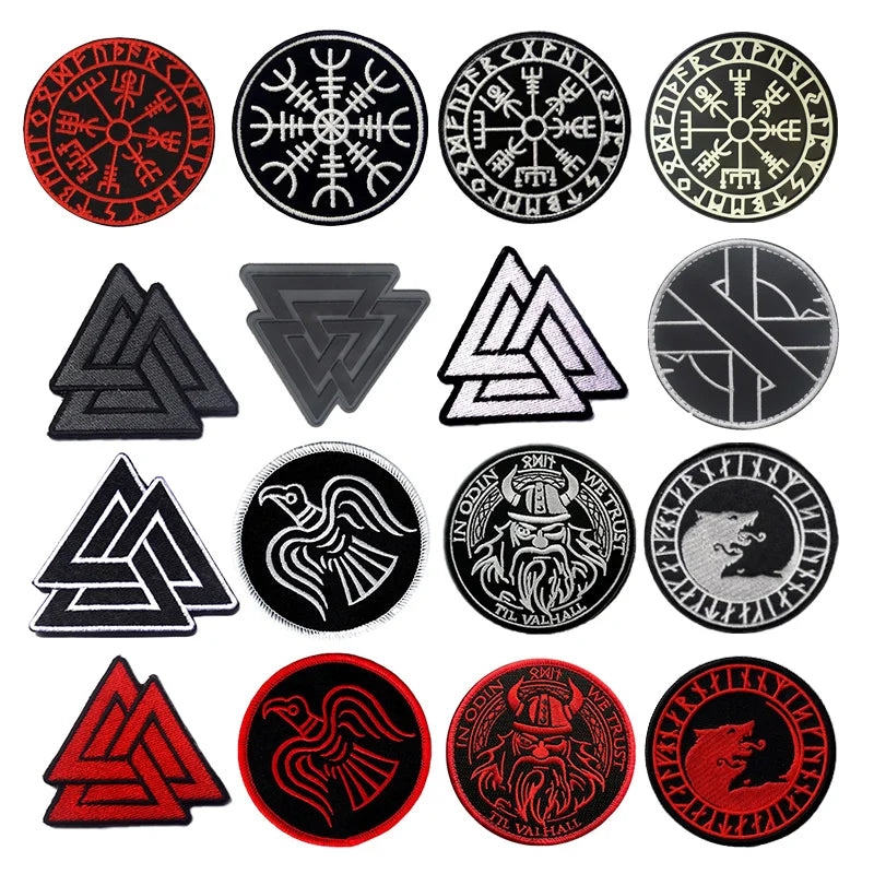 Viking Patch Embroidered Patches on Clothes Runes Badges Patches for Clothing DIY Tactical Patches Punk Clothes Decor Emblem