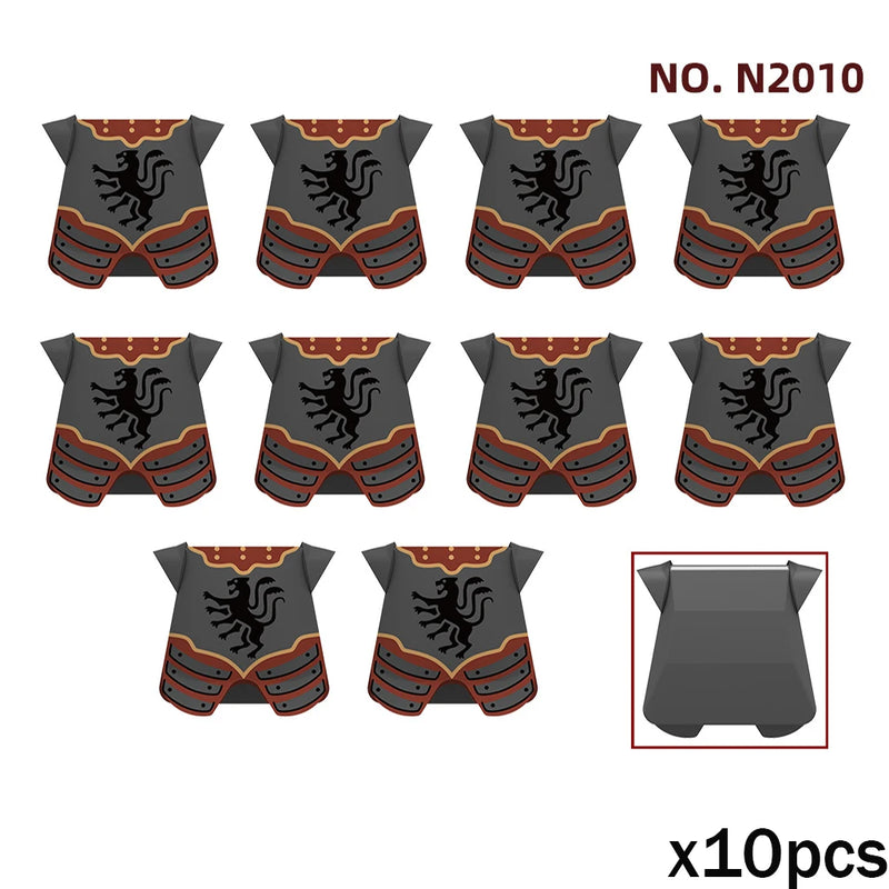 MOC Medieval Accessories Series Building Blocks Military Army Soldier Armour Shield Helmet Sword Crown Weapon Knight Bricks Toys