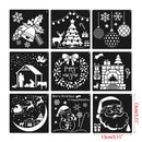 12PCS/Pack Christmas Painting Stencil Christmas Decoration Supplies