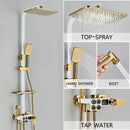 4-Function Button Digital Display Shower Faucet Set Chrome Rain Shower Column Constant Temperature Shower Wall Mounted