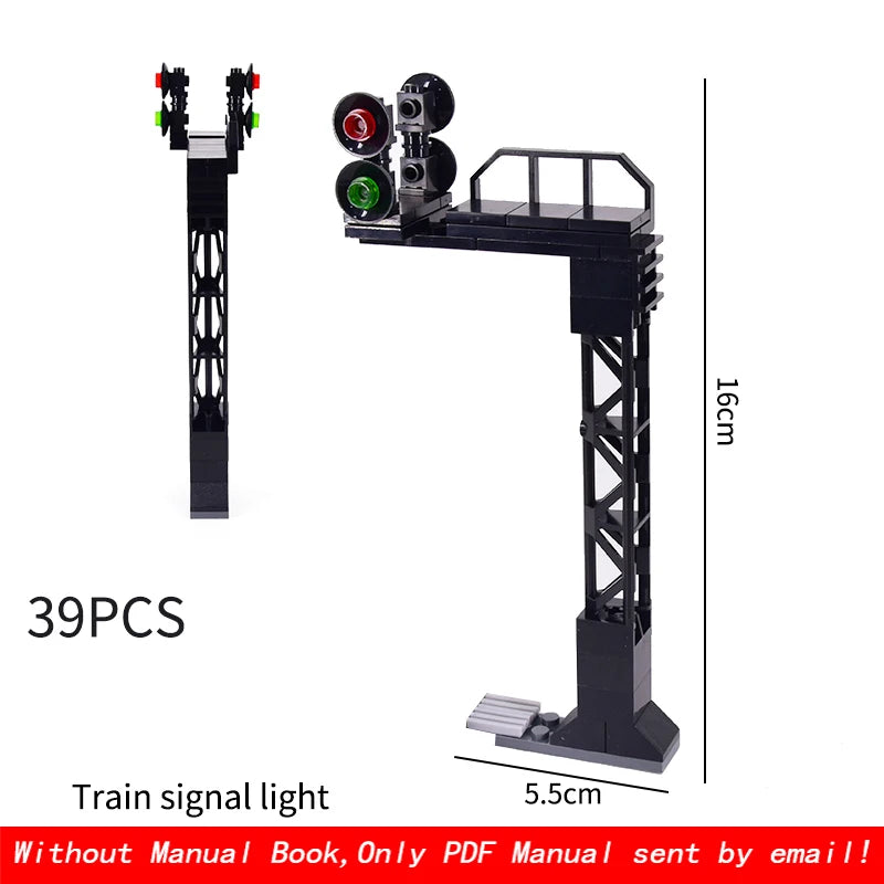 MOC Creative Expert City Train Traffic lights Railing Crossing Railway Express Bricks Building Blocks DIY Toys for Kids gifts