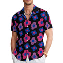 Floral Daisy Casual Men's Shirt Daily Out Summer Lapel Short Sleeve Purple Orange Flower Shirt Hawaii Shirt Casual Clothing