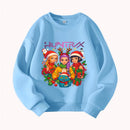 Christmas Kids Crew Neck Sweatshirt with Festive Cartoon Characters for Holiday Fun