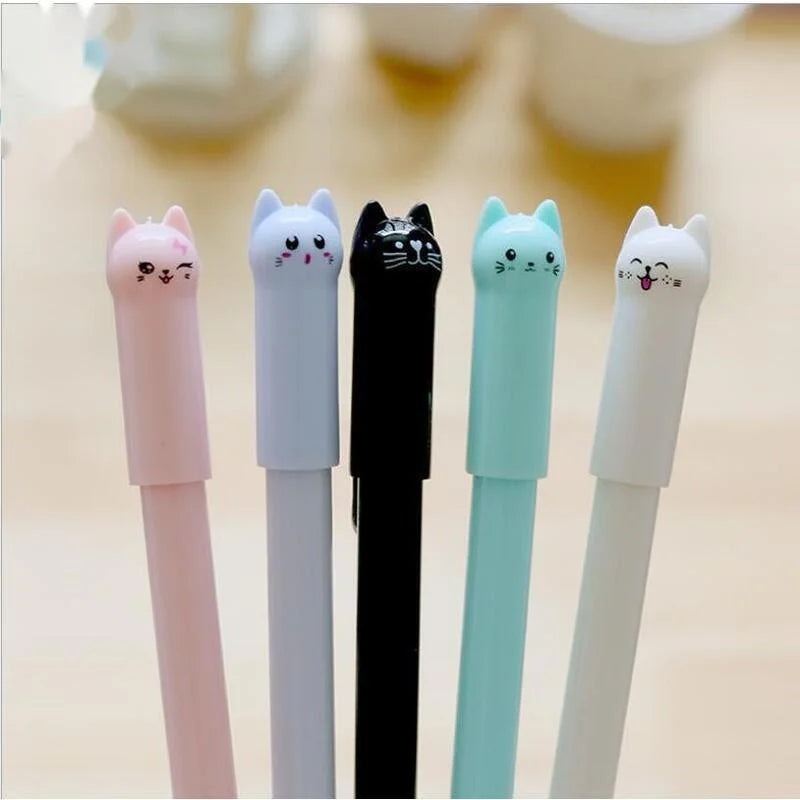 6 Piece Cute Creative Black Cat Gel Pen Stationery