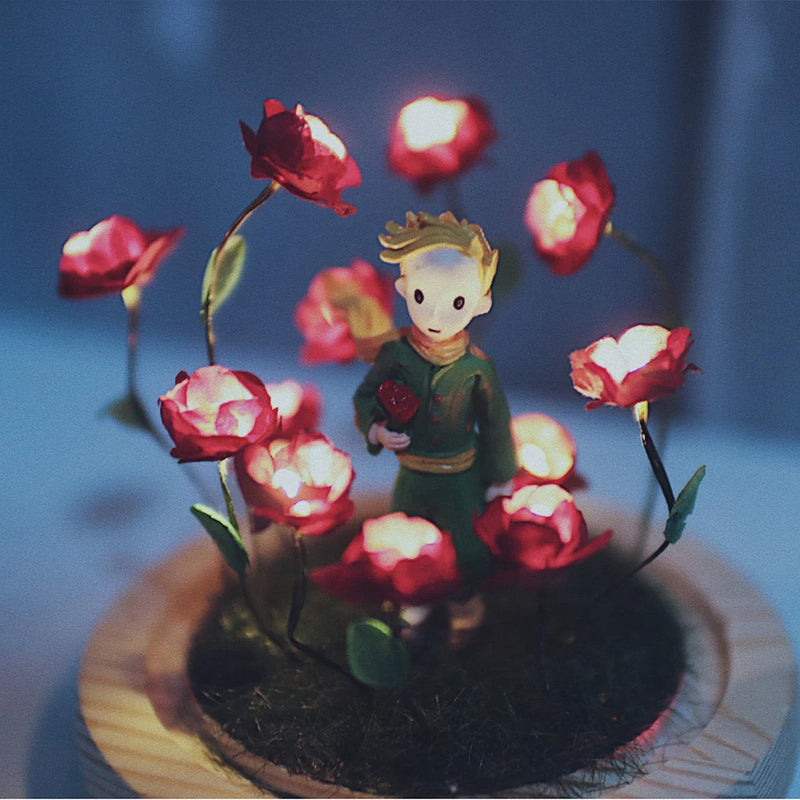 Little Prince Nightlight Immortal Rose Little Fox Atmosphere Lamp Handmade DIY Gift Christmas Valentine Birthday Gift For Girl