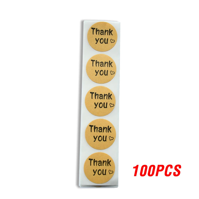 100-500pcs Round Natural Kraft Handmade Stickers Scrapbooking For Package Adhesive Thank You Sticker Seal Labels Stationery
