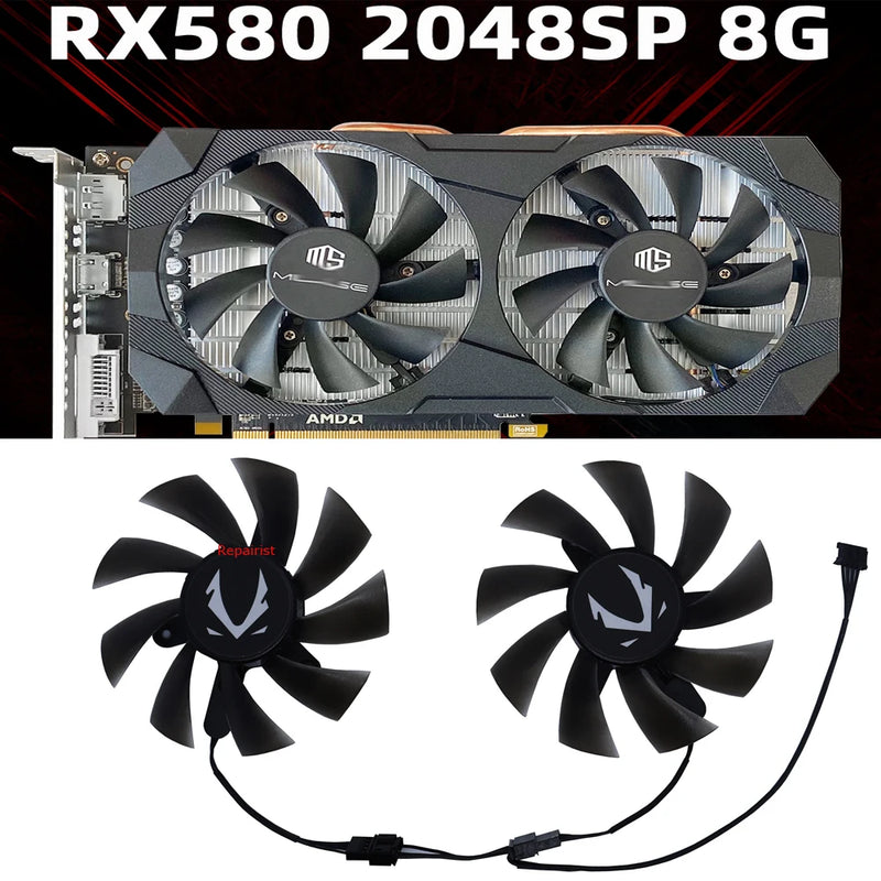 2Pcs/Set,PLA09215B12H,Video Card Fan,XY-D09015B,VGA Cooler,For MLLSE AMD RX 580 8GB RX580 Gaming GDDR5,Video Cards Cooling