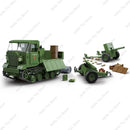 WW2 Tank Armored Car STZ-5 Medium Artillery Tractor Model Building Blocks XM777 lightweight 155mm Caliber Howitzer Bricks Toy