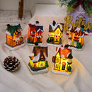 Mini Christmas European Style Resin House LED Light Ornament Micro-landscape Xmas Gift Table Decor New Year 2024 Home Decoration