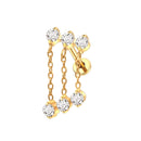 1PC Implant Grade Titanium Ear Cartilage Earring 3 Chains Flat Back Tragus Stud Conch Helix Piercing Punk Women Body Jewelry