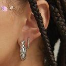 925 Sterling Silver Needle Metal Round Twist Hoop Earrings For Women Europe and America Personality Punk Rock Earrings Jewelry