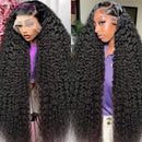 Virgin Raw Afro Kinky Deep Curly Bundle With Closure Wet and Wavy Human Hair Bundle With Frontal Closure HD Transparent Hair Ext