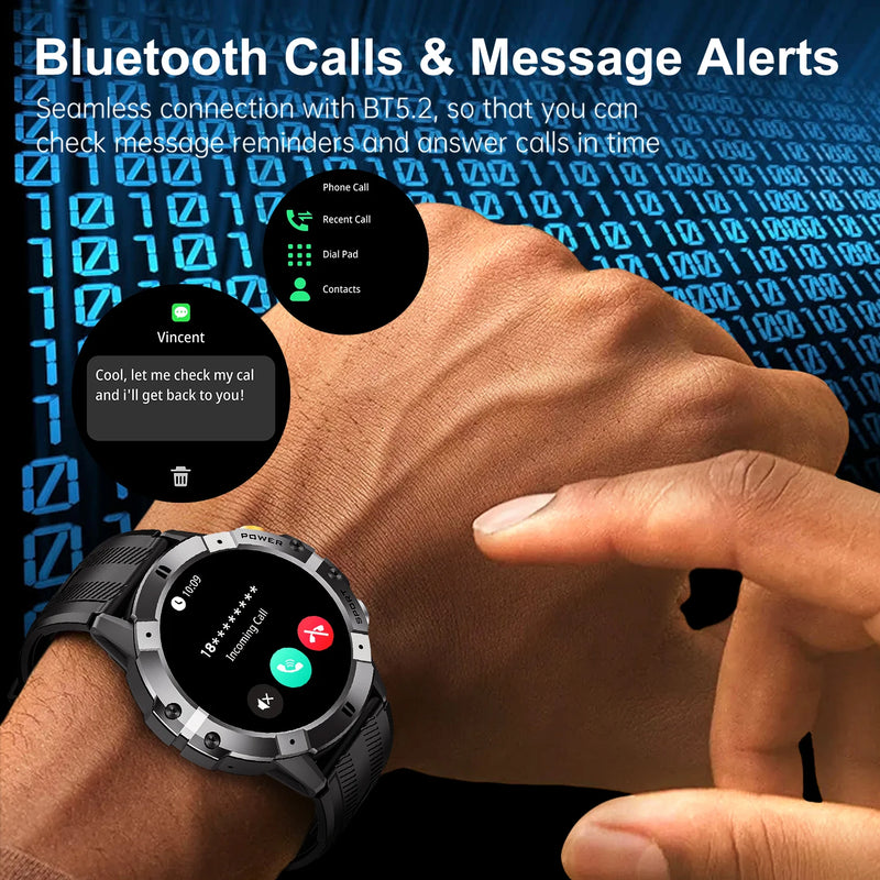 Outdoor Sports Smart Watch Men Bluetooth Call AI Voice Assistant Heart Rate Monitor Fitness Tracker 1ATM Waterproof Smartwatch