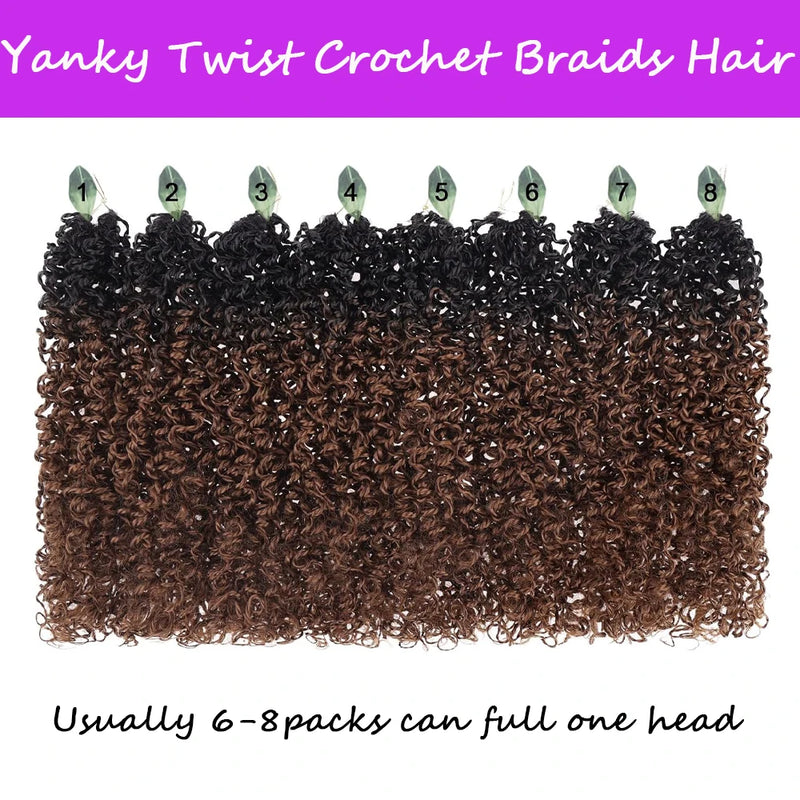 10 Inch Synthetic Pre Looped Yanky Twists Passion Spring Crochet Braiding Hair Short Pre-twisted Mini Curly Twist Crochet