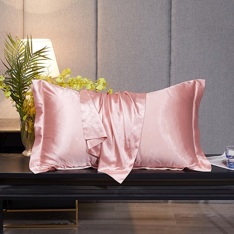 48x74cm Pillowcase Artificial Silk Pillow Cover Solid Color Smooth Satin Pillows Covers for Bedding Sleeping Pillowcases 1/2 pcs