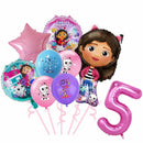 New Gabby Dollhouse Cats Birthday Party Decoration Balloon Pink Cartoon Tableware Backdrop Baby Shower Kids Girls Party Supplies