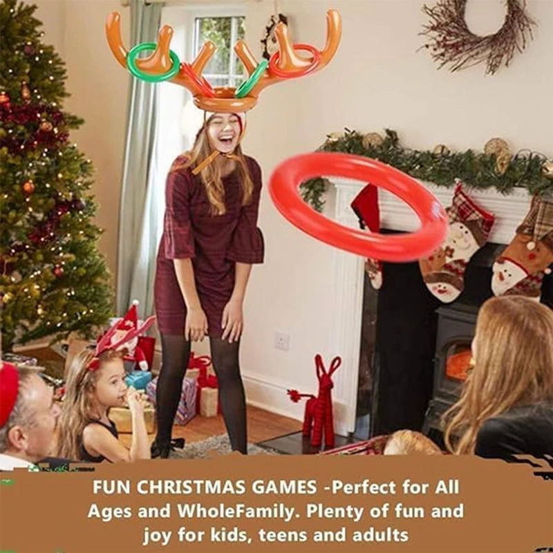 Christmas Game Inflatable Reindeer Antler Hat Ring Toss Kids Gifts Toys New Year Christmas Home Decoration Xmas Party Supplies