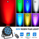 Fieryzeal 4PCS 80W RGBW Par Light DMX512 Control Flat Stage Light 14x6W 4IN1 LED Stage Effect Light for DJ Disco Bar Concert