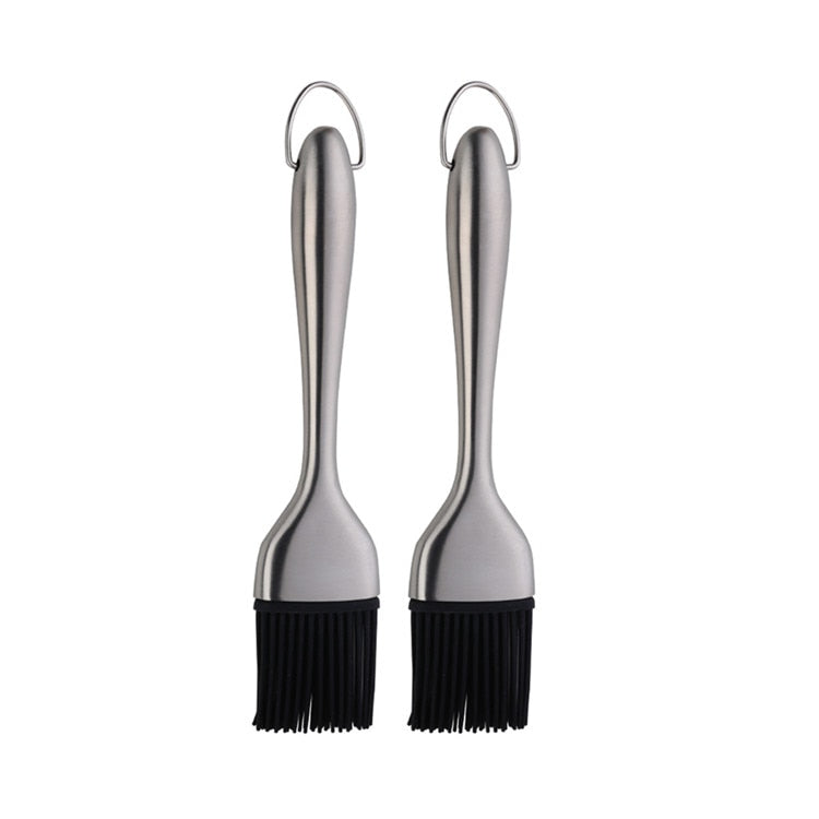 1/2Pc Stainless Steel Oil Brush Silicone Handle BBQ Basting Brush Butter Bake-ware Bread Kitchen Utensils Oil Brush for Grilling