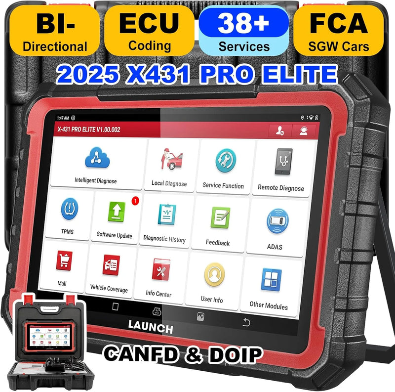2025 LAUNCH X431 PRO Elite Bidirectional Scan Tool, 37+ Services, ECU Coding, Full System Diagnostic Scanner