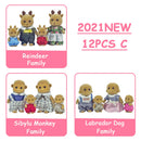 Easter Bunny 10-18Pcs Forest Family Miniture Animals Doll Toy Simulation 1:12 Reindeer Panda Figure Girl Dollhouse Birthday Gift