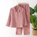 Autumn Long Sleeve Sleepwear Women's Cotton Yarn-dyed Jacquard Ethnic Style Print Pajamas for Women 2 Pieces Outfit Loungewear