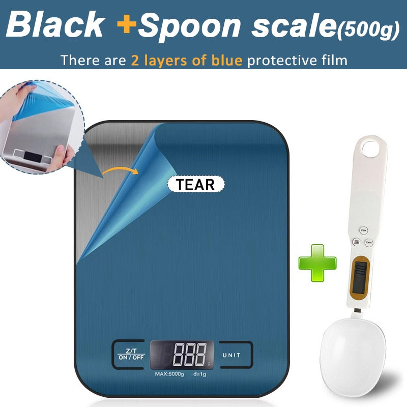 Kitchen Scale Digital 5/10kg 1g Electronic Weight Grams and Ounces Stainless Weighing Balance Measuring Food Coffee Baking Scale