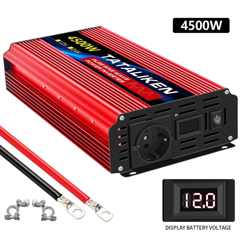 1000W-10000W Inverter 12V/24V 220V Pure Sine Wave Converter Solar Inverters With LED EU Socket
