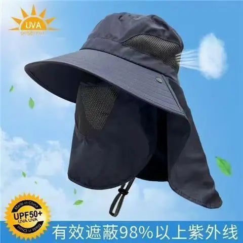 Men's camouflage shawl sun hat outdoor breathable sun protection face fishing hat tourism mountaineering detachable Hiking Caps