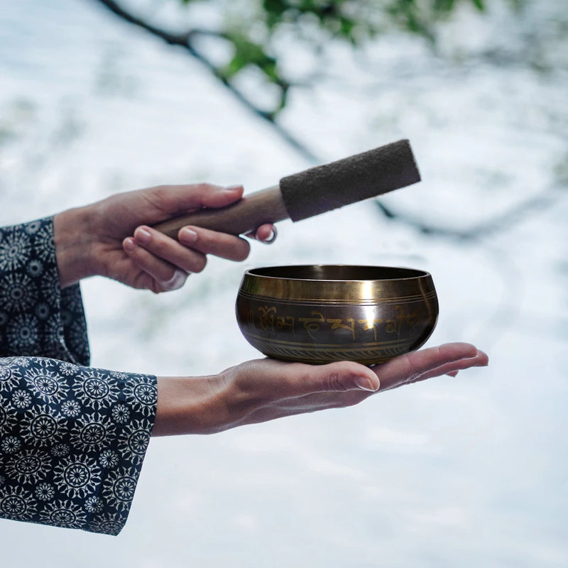 Tibetan Chime Singing Bowl Striker Handmade Buddha Yoga Meditation Sound Yoga Meditation Healing Copper Singing Bowl
