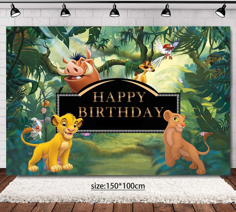 Lion King Simba Party Decorations Disposable Tableware Cup Plate Napkin Tablecloth Cake Topper Banner for Kids Party Supplies