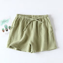 Summer Couple Sleep Pants Cotton Crepe Nightwear for Men and Women Pajama Shorts Elastic Waist Sleep Bottoms Sleeping Shorts
