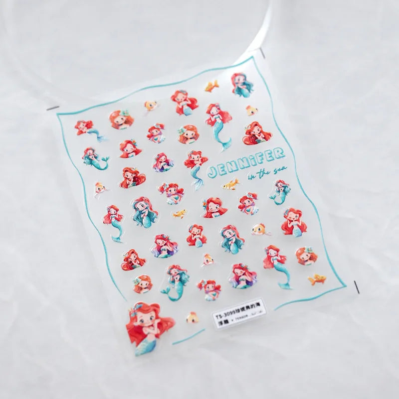 1PCS 5D Cartoon Kuromi Hello Kitty Nail Stickers Sanrio Animation Nail Art Decoration Sanrio Cute Melody Embossed Stickers