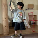 2025 Spring and Summer New Korean Edition Boys' Loose Pants Children's Fashion Versatile Vintage Shorts Mid Length