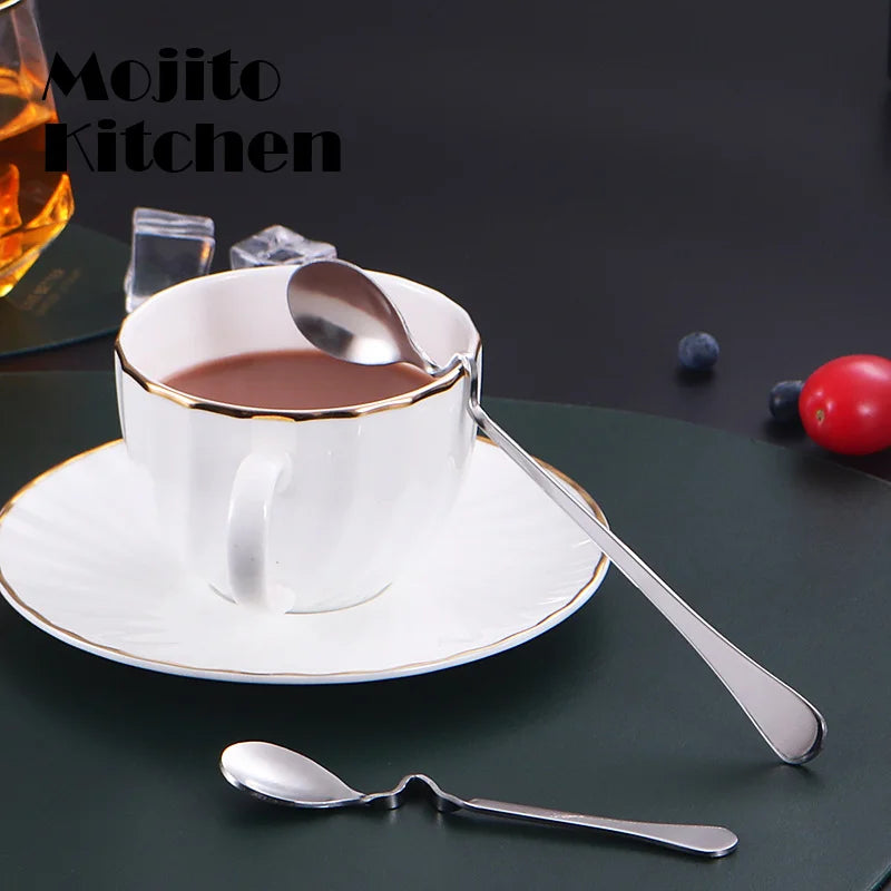 5PCS Creative Stainless Steel S-shaped Cup Spoon Restaurant Hotel Curved Handle  Coffee Milk Tea  Stirring