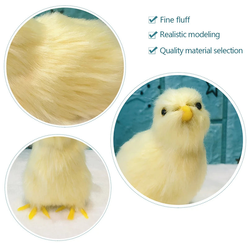 Simulation Chick Decor Plush Chicken Model Figurine Cute Oranment Realistic Furry Animal Doll Chicken Easter Gift Kids