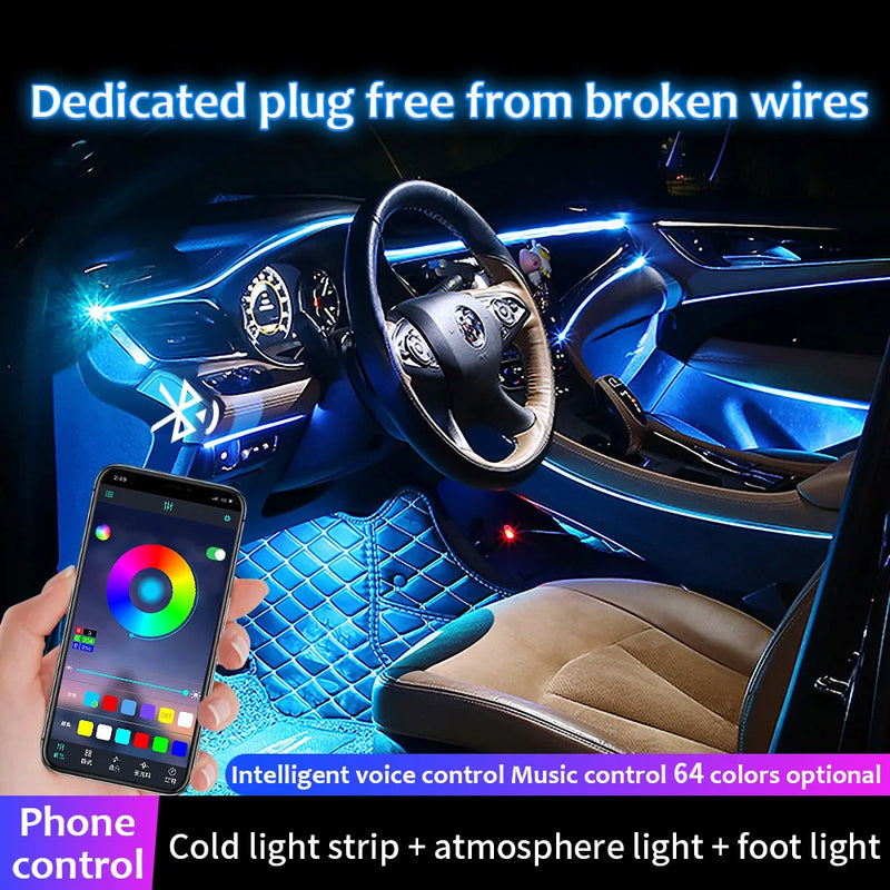 14 in 1 RGB Car Interior Ambient Light With 8M Neon Led Strip Lights App Control Decorative Light Atmosphere Dashboard Lamps 12V