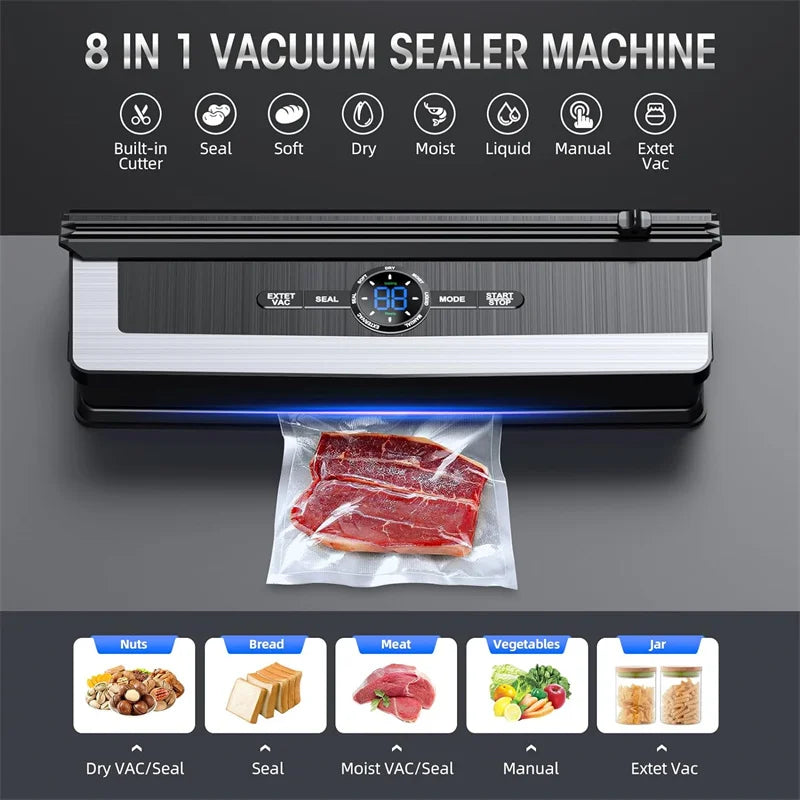 135W Vacuum Sealer Machine Custom Manufacturer Sellador Al Vacio for Food for Household Use With LED display
