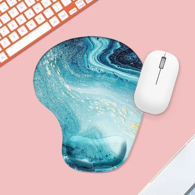 Marbled Texture Wrist Rest Mouse Pad Ergonomic Non Slip Hand Support Mouse Mat Comfortable Oil Painting Gaming Mousepad