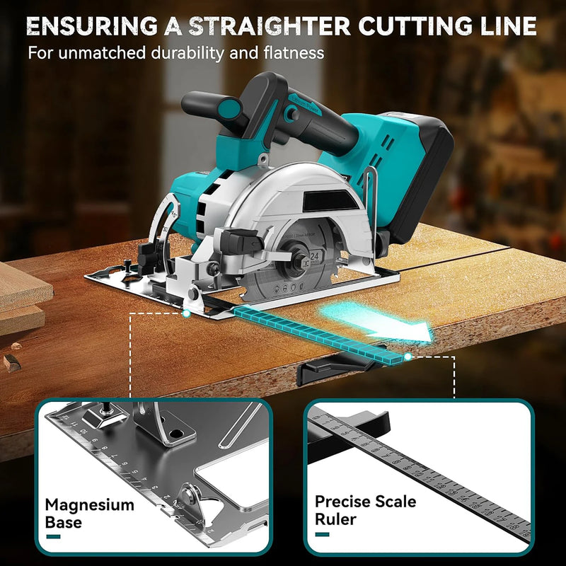 Brushless 5Inch 125MM Electric Circular Saws Adjustment for Woodworking Electric Cutting Tool For 18V Battery