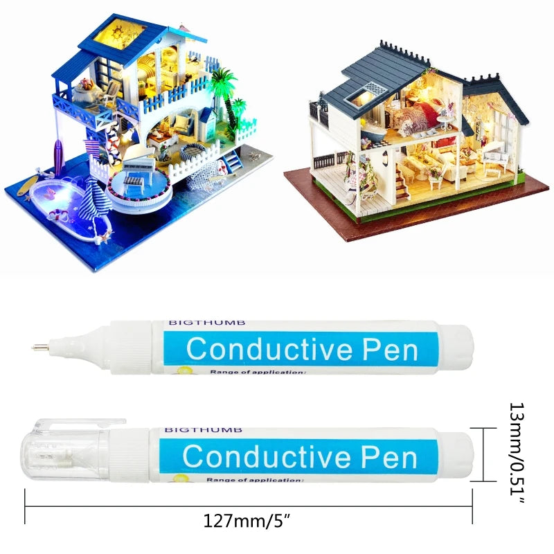 Conductive Ink Pen Super Conductivity for Physics Experiments DIY Circuit Projects Bronze Silver Color Optional D5QC