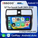 ESSGOO 10" 2DIN Android 13 Carplay Car Stereo Radio For Suzuki Swift 2003-2010 GPS Navigation FM WiFi BT RDS Multimedia Player ﻿